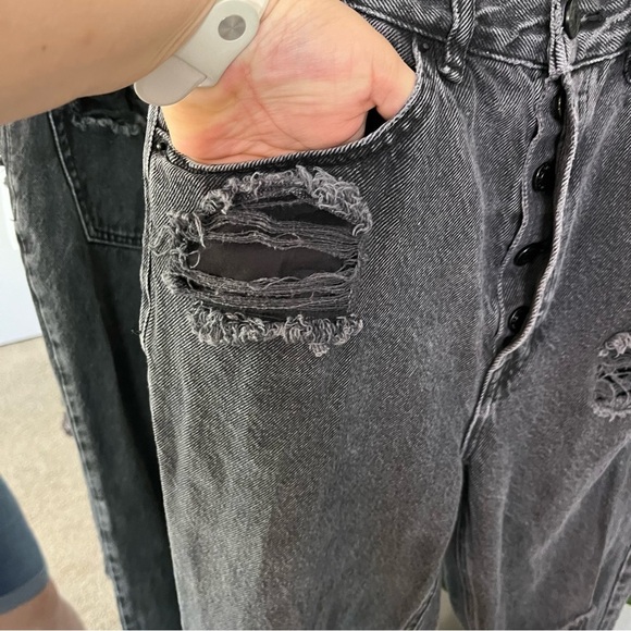 ✨ PacSun Black Distressed Button Fly Jeans 27 | Edgy High-Rise Grunge Denim - Picture 5 of 7